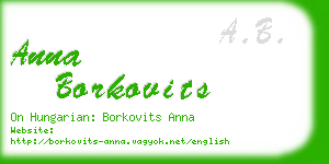 anna borkovits business card